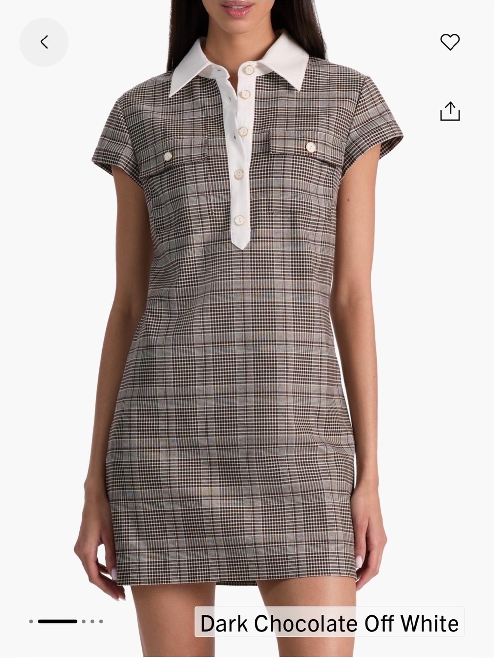 Alice + Olivia Dark Chocolate Plaid Mini Dress with Off-White Collar